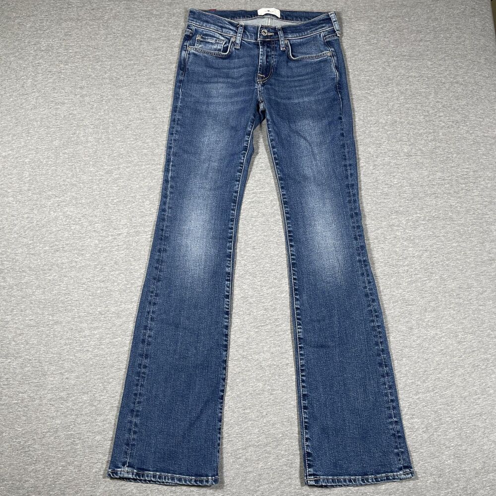 7 For All Mankind Original Bootcut Jeans Womens 25 Blue Dark Wash Low Rise Denim